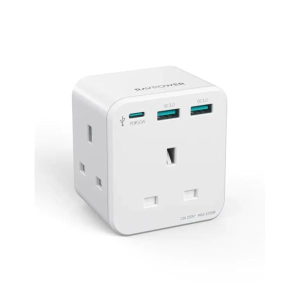 RAVPower PD 20W Wall Charger with 3 AC Plug - White Hot on Sale