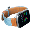 Apple Watch Bands 38 40 41mm - Light Blue Jean With Black Leather Hot on Sale