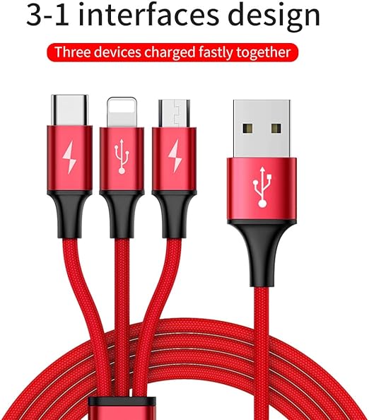 Baseus Rapid Series 3-in-1 Fast Charging Data Cable - Lightning   Type C   Micro USB Cable   1.5 Meter   Red Online Sale