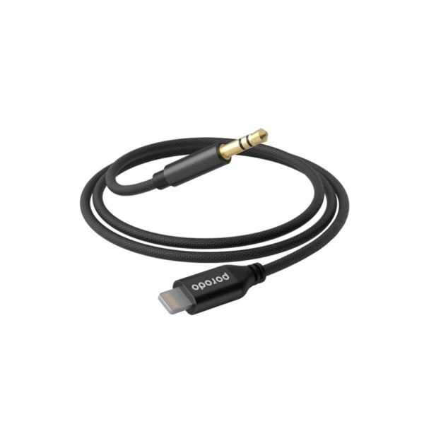 Porodo Braided Aluminum Lightning to 3.5mm AUX Cable 1.2M - Black Supply