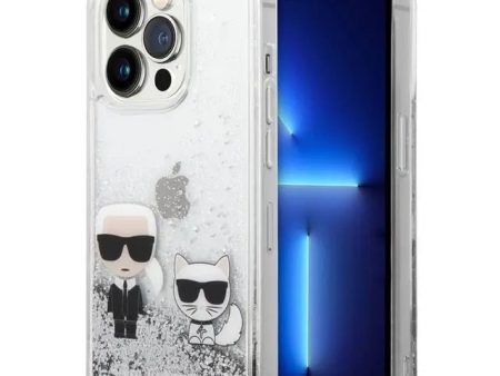 Apple iPhone 14 Pro - Silver Karl Lagerfeld  Liquid Glitter Case and Karl and Choupette Head Cheap