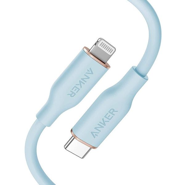 Anker Super Strong PowerLine lll Flow - USB-C to Lightning   3ft   Blue Online now