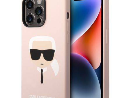 Apple iPhone 14 Pro - Pink Karl Lagerfeld Silicone Pink Case Karl Head Logo Cheap