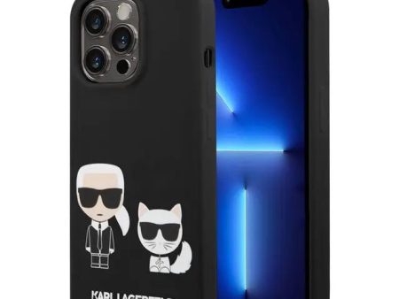 Apple iPhone 14 Pro - Black Karl Lagerfeld Magsafe Liquid Silicone Case With Karl & Choupette Body Supply