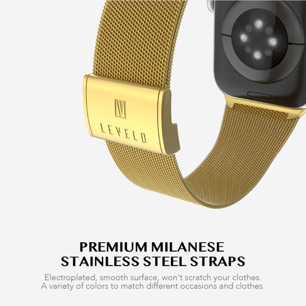 Levelo Double Milanese Watch Strap Apple Watch 38   40   41mm - Gold Fashion