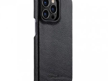 Melkco Back Snap Series Lai Chee Pattern Premium Leather Snap Cover Case - Apple iPhone 13 Pro Max 6.7    Black For Sale