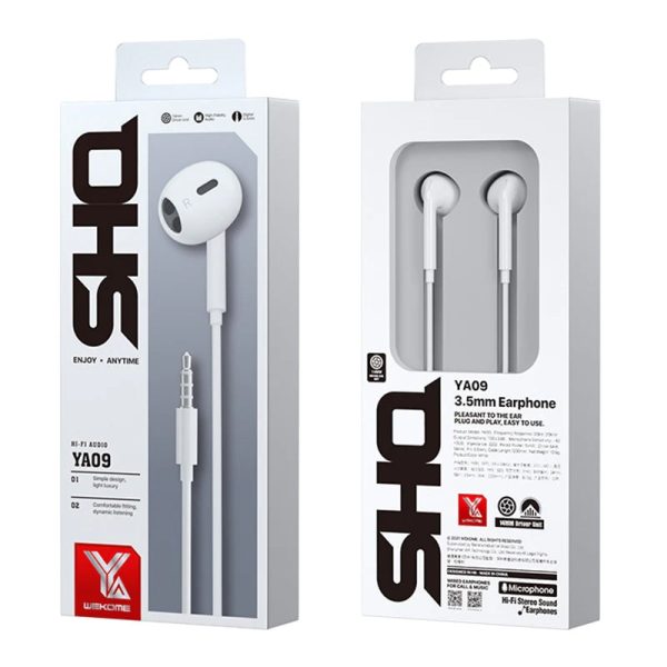 Wekome YA09 SHQ Series 3.5mm Music Semi-in-ear Wired Earphone - White For Cheap