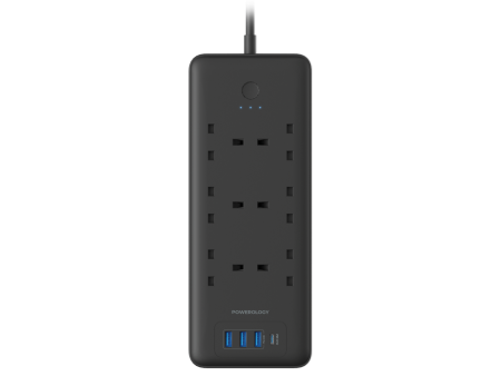 Powerology Multi-Port Power Strip - 48W   6AC   USB   UK Plug Discount