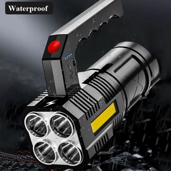 High Powerful Flashlight Rechargeable Searchlight 2 way Light – Black Cheap