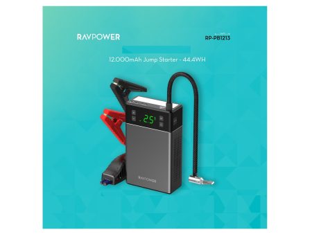 RAVPower RP-PB1213 12000mAh Jump Starter with Air Compressor For Sale