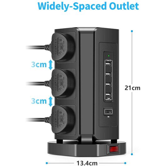 Vertical Power Socket Outlets with 4 USB-A & 1 USB-C Ports Online Sale