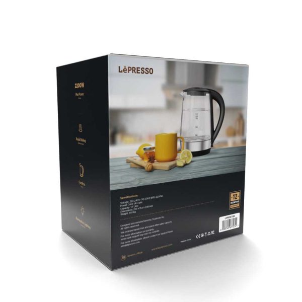 LePresso 360 Transparent Quick-Boil Glass Kettle - Black Cheap