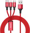 Baseus Rapid Series 3-in-1 Fast Charging Data Cable - Lightning   Type C   Micro USB Cable   1.5 Meter   Red Online Sale