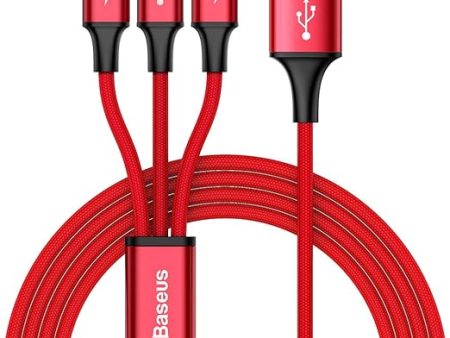 Baseus Rapid Series 3-in-1 Fast Charging Data Cable - Lightning   Type C   Micro USB Cable   1.5 Meter   Red Online Sale