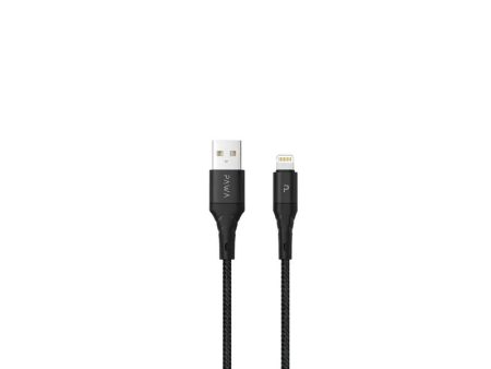 Pawa Nylon Braided 2.4A Data & Quick Charging Lightning Cable 2m 6.5ft - Black For Discount