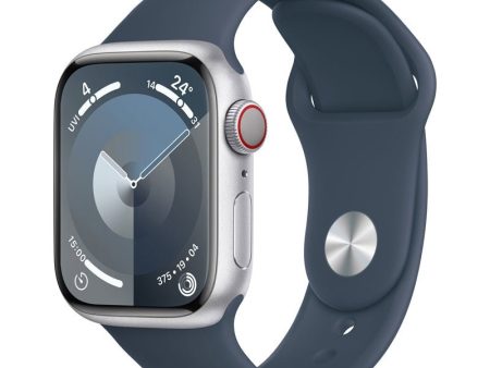 Apple Watch Series 9 with Sport Band - LTPO OLED   64GB   45mm   Medium Large   Bluetooth   Wi-Fi   Cellular   Storm Blue Hot on Sale