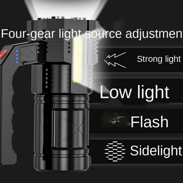 High Powerful Flashlight Rechargeable Searchlight 2 way Light – Black Cheap