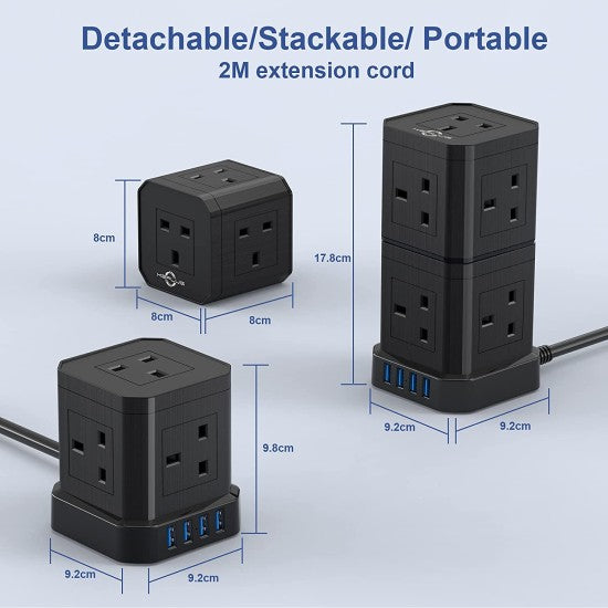 Stacked Multi-purpose Power socket with 2 USB-A Slots & 1 PD 30W USB-C Slot Detachable Discount