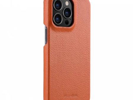 Melkco Back Snap Series Lai Chee Pattern Premium Leather Snap Cover Case - Apple iPhone 13 Pro Max 6.7    Orange For Discount