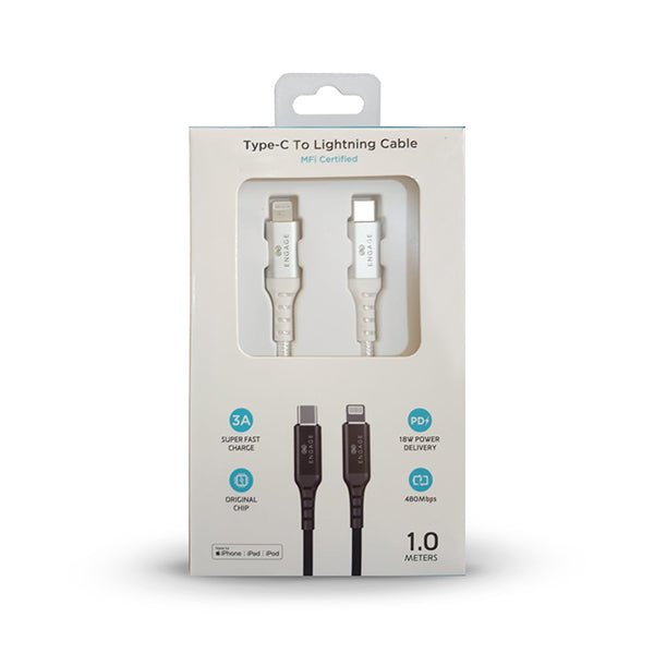 Engage PD 18W Fast Charging MFI certified Type-C to Lightning Cable 1 Meter - White Online Hot Sale