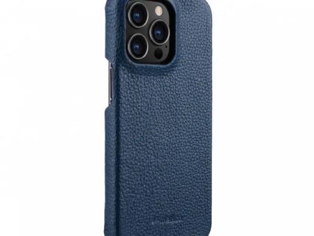 Melkco Back Snap Series Lai Chee Pattern Premium Leather Snap Cover Case - Apple iPhone 13 Pro Max 6.7    Dark Blue For Sale