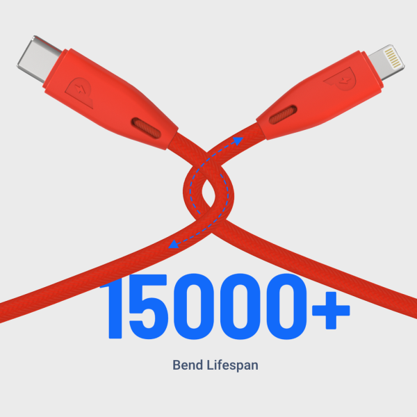 Powerology Braided USB-C to Lightning Cable - 2m   Red Hot on Sale