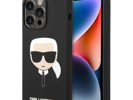 Apple iPhone 14 Pro Max - Black Karl Lagerfeld Silicone Pink Case Karl Head Logo Supply