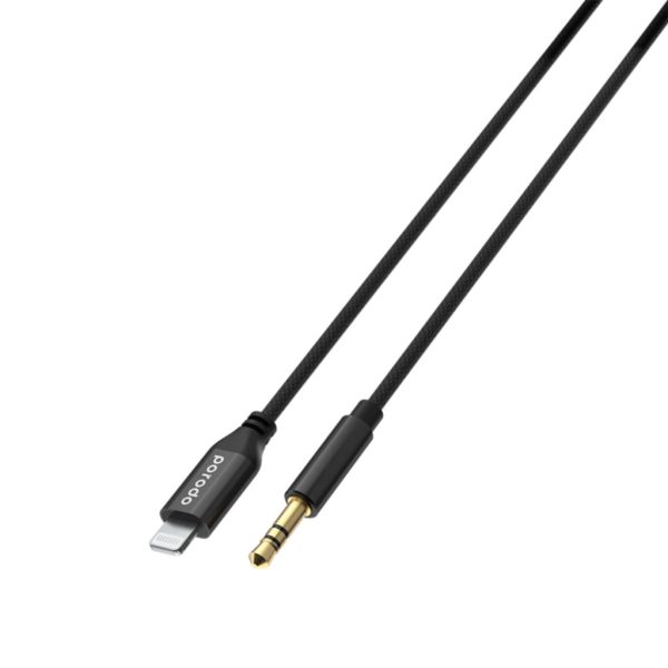 Porodo Braided Aluminum Lightning to 3.5mm AUX Cable 1.2M - Black Supply