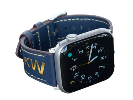 Apple Watch Bands 42 44 45 49mm - Dark Blue Leather For Sale