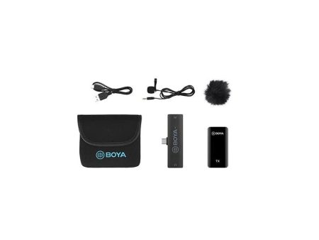 BOYA 2.4GHz Wireless Microphone for mobile device like smartphone, PC, tablet (1transmitter+1receiver with Type-C  jack) - Black Discount