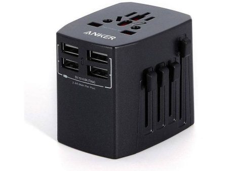 Anker Universal Travel Adapter - 4 USB Port   Black Hot on Sale