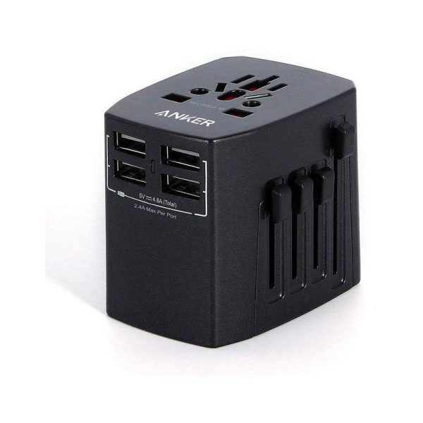 Anker Universal Travel Adapter - 4 USB Port   Black Hot on Sale