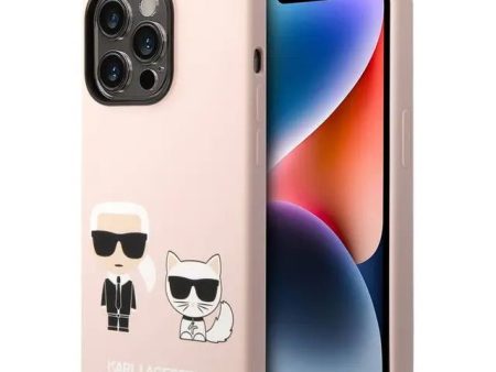 Apple iPhone 14 Pro Max - Pink Karl Lagerfeld Magsafe Liquid Silicone Case With Karl & Choupette Body Hot on Sale