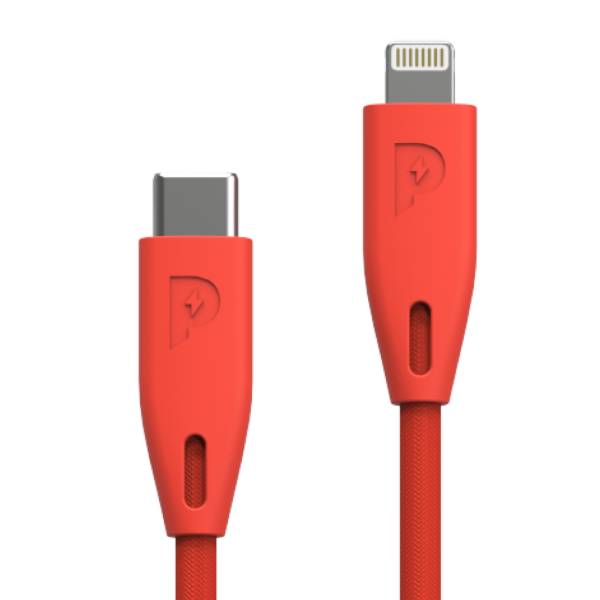 Powerology Braided USB-C to Lightning Cable - 2m   Red Hot on Sale