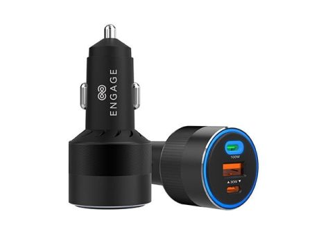 Engage 130W 3Port Car Charger - Black Online now