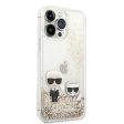 Karl Lagerfeld Liquid Glitter Case and Karl Choupette Head for Apple iPhone 14 Pro - Gold Online Hot Sale