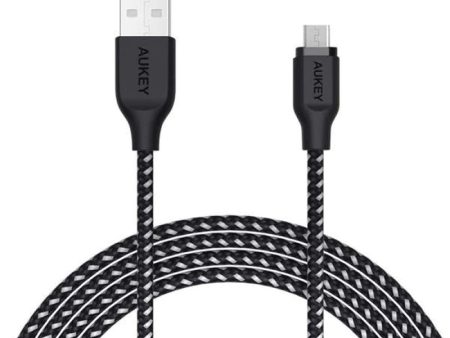 Aukey Braided Nylon USB 2.0 to Micro USB Cable (2m   6.6ft) - Black Hot on Sale