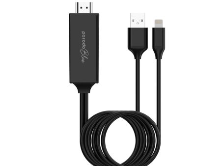 Porodo Blue Lightning With USB To HDMI Ultra HD Cable (2m) - Black For Sale