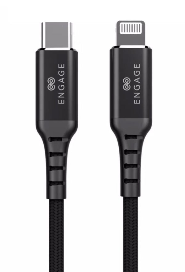 Engage PD 18W Fast Charging MFI certified Type-C to Lightning Cable 1 Meter - Black For Sale