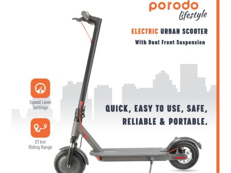 Porodo Electric Urban Scooter with Front Suspension - 25Km h   7800mAh   Black on Sale