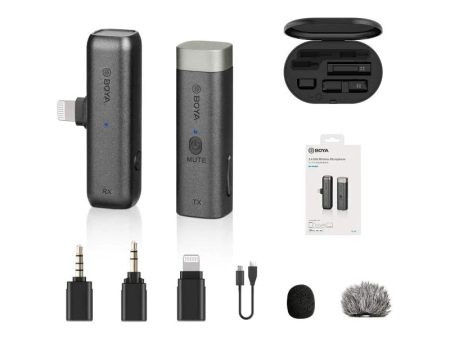 BOYA Smallest wireless microphone, TRS & TRRS & Lightning connector - Black Fashion