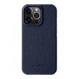 Melkco Back Snap Series Lai Chee Pattern Premium Leather Snap Cover Case - Apple iPhone 14 Pro   Dark Blue For Sale