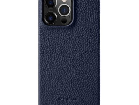 Melkco Back Snap Series Lai Chee Pattern Premium Leather Snap Cover Case - Apple iPhone 14 Pro   Dark Blue For Sale