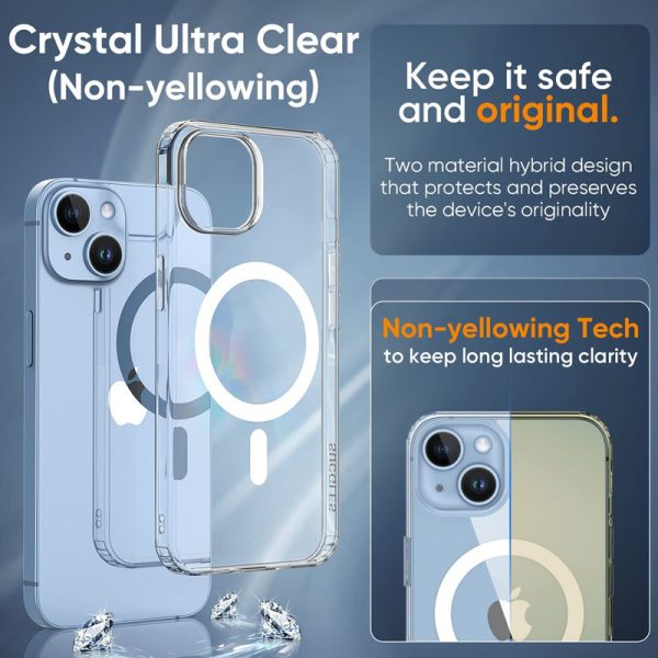 Levelo MagSafe Sensa Clear Back Case - Apple iPhone 14 Plus   Clear Silver For Cheap