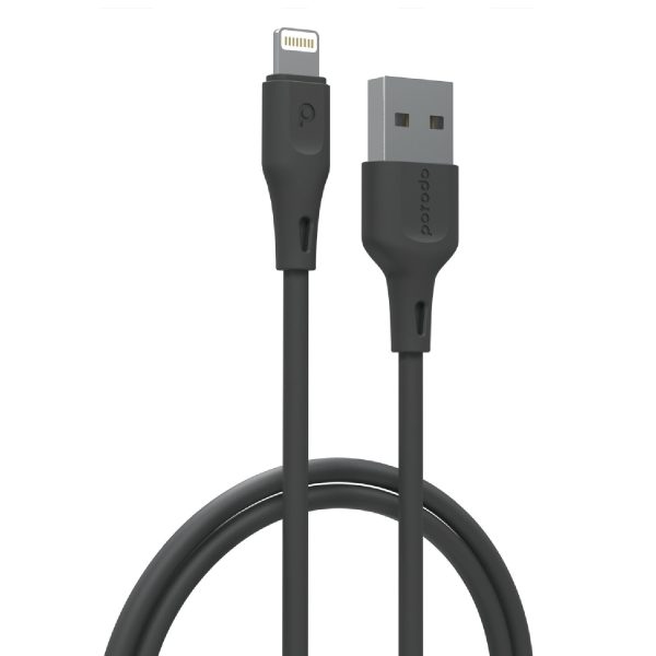 Porodo USB Cable Lightning Connector Durable Fast Charge and Data Cable (2M 2.4A) - Black For Discount