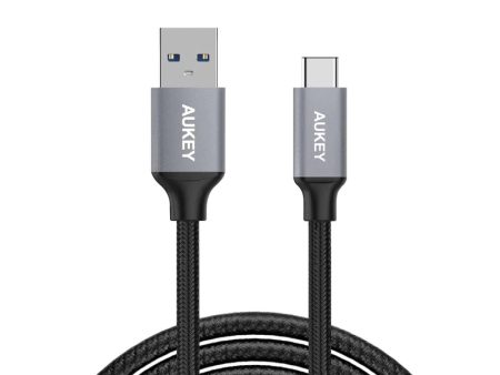 Aukey Braided Nylon USB 3.0 to USB-C Cable  (1m   3.3ft) - Black Online