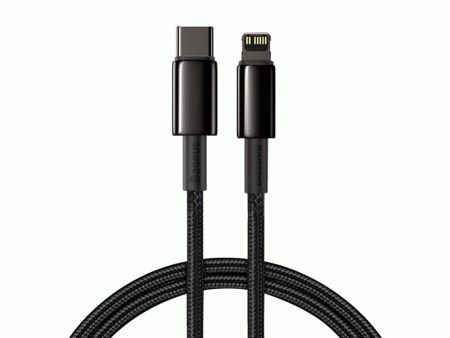 Baseus Tungsten Gold Fast Charging Data Cable - Type-C   Lightning   20W   1 Meter   Black Online Sale