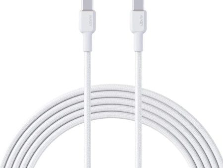 AUKEY Nylon Braided USB-C to USB-C Cable - 1 Meter   White Online