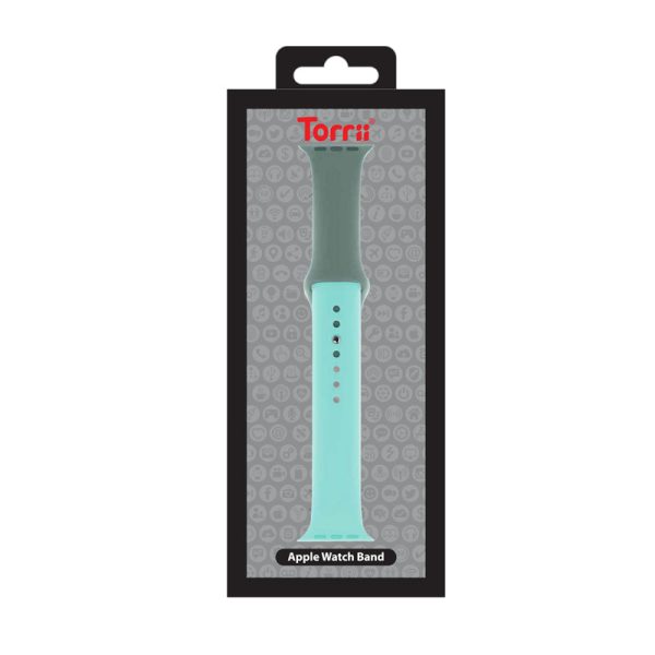 Torrii Siliconee Mix Watch Band For Apple Watch 49   45   44   42 mm - Dark Green   Aqua Blue on Sale