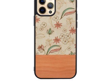 Wooden Case For iPhone 12 & 12 Pro - Pink Flower Online now